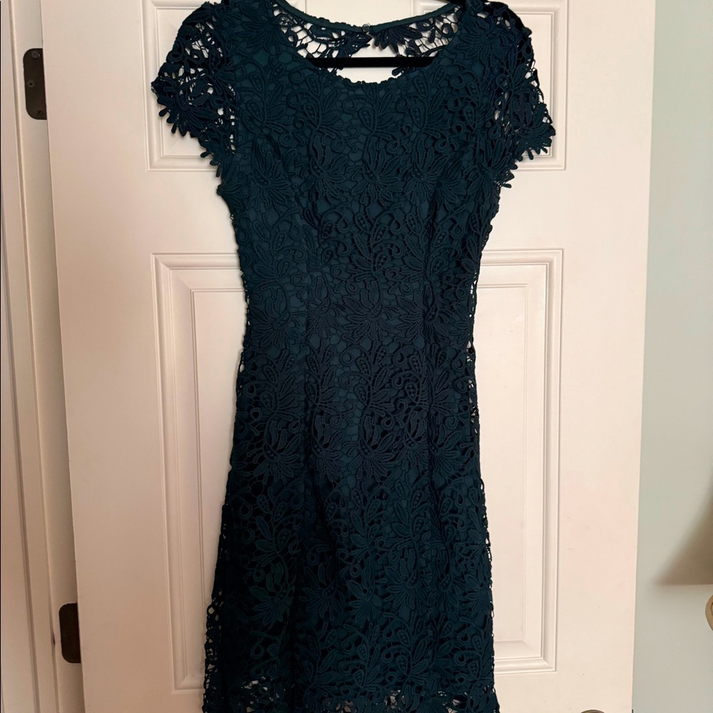 Green lace mini dress